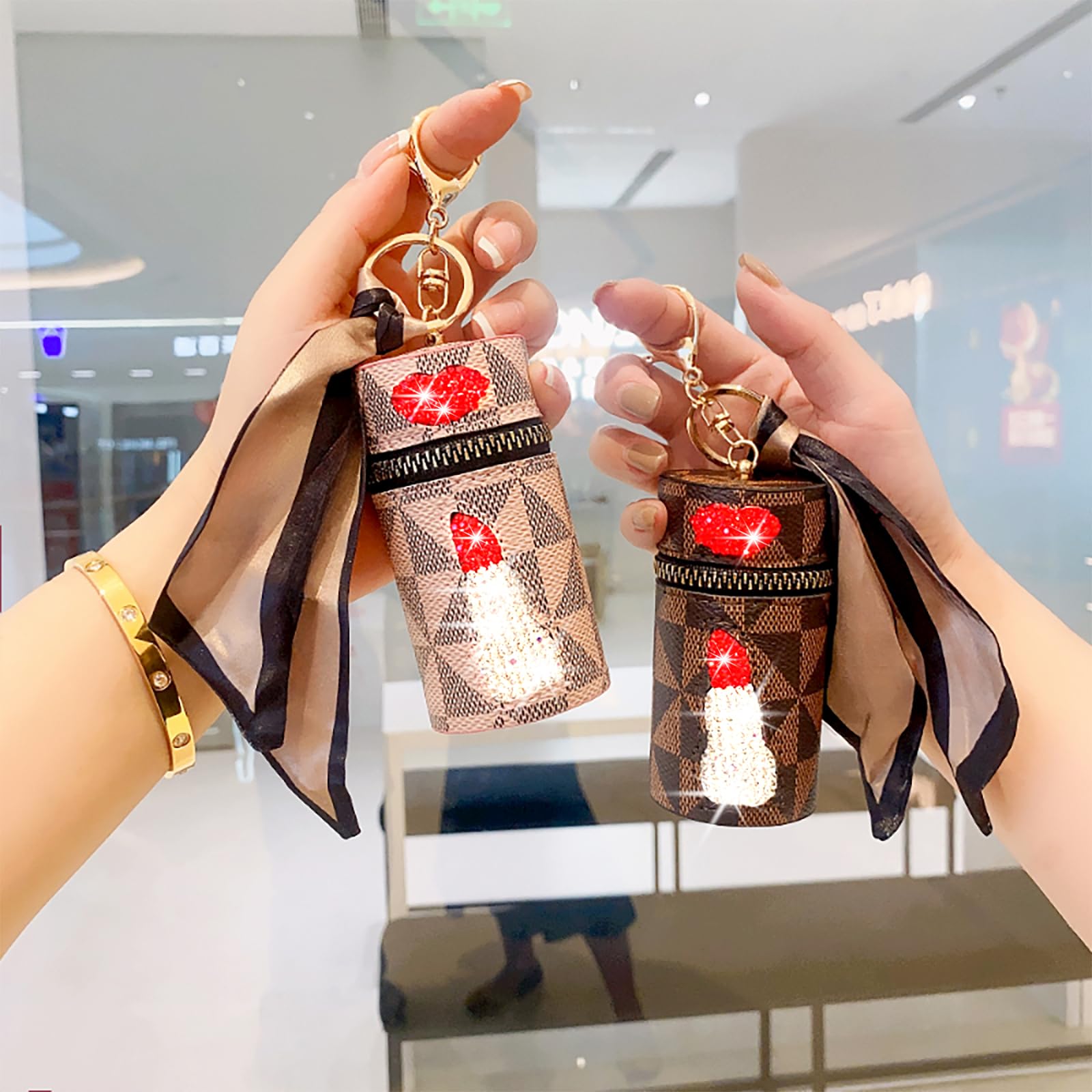 Portable Lipstick Case, 2Pcs Luxury Leather Lipstick Organizer with Mirror - Image 3