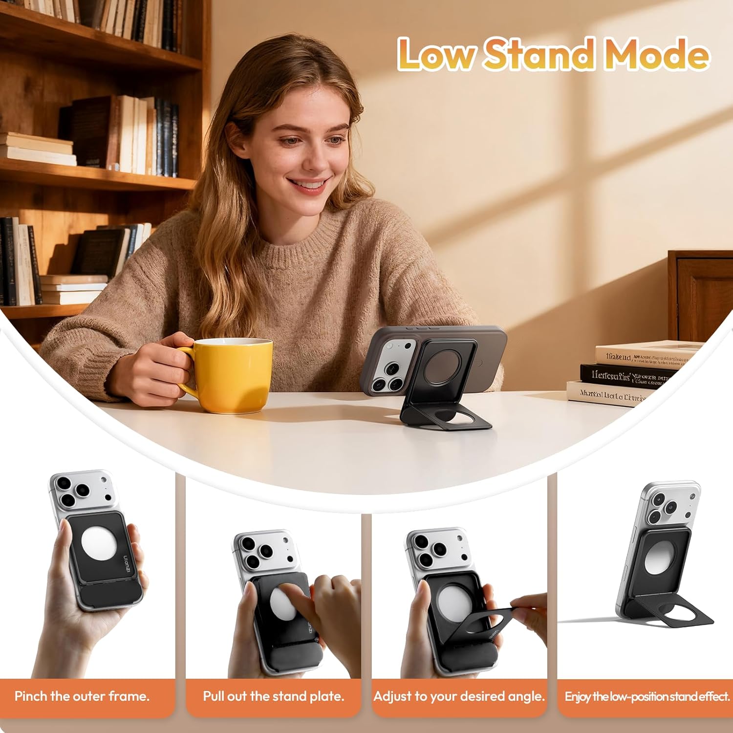 ULANZI Magnetic Phone Tripod Stand Selfie Stick for iPhone, Hangable Phone Stand w Strong Magnetic, Foldable Portable Tripod Free Angles for iPhone 17/16/15/14/13, Travel Essentials Accessories, Black