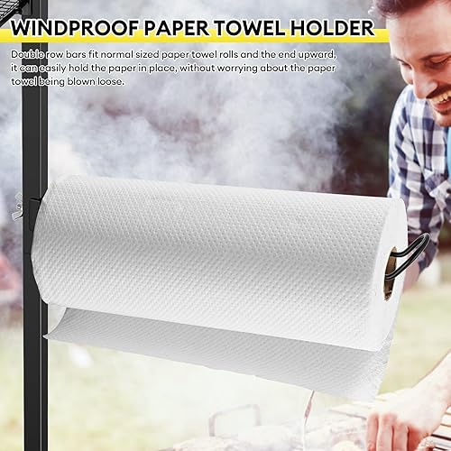 Miniatura 4 de Lalafancy Organizador de parrilla para Blackstone, organizador de barbacoa 3 en 1 con soporte para toallas de papel, almacenamiento de condimentos,