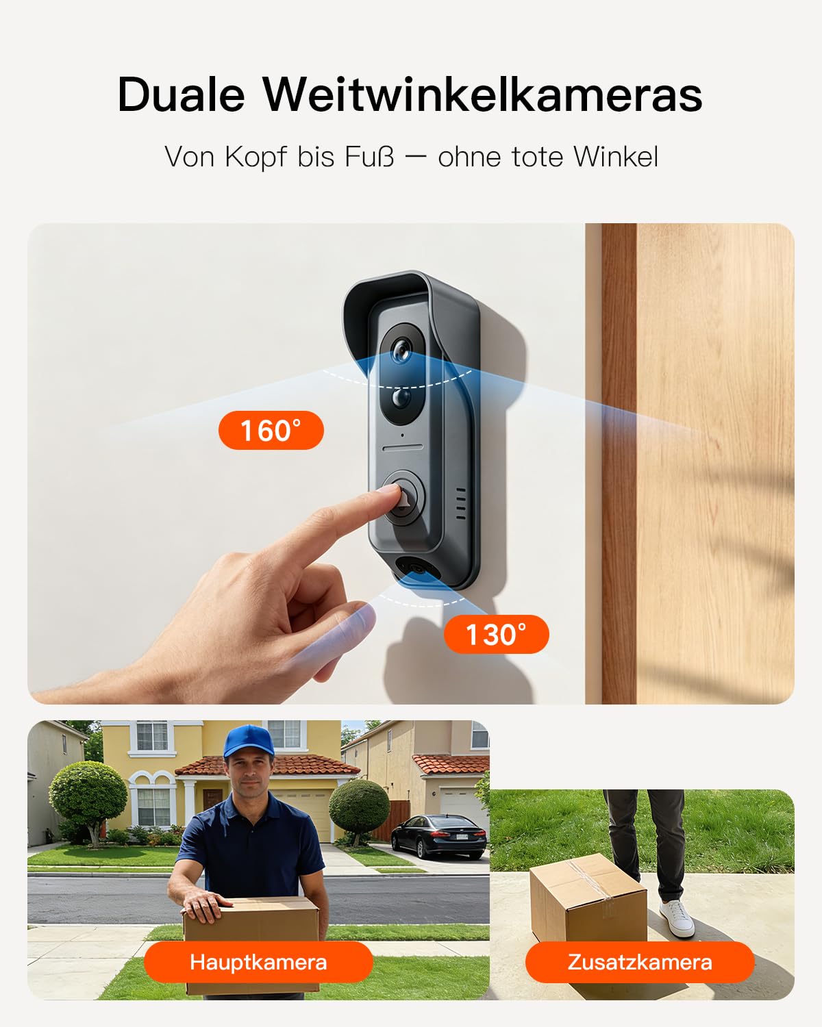 WiFi Video-Türsprechanlage, kabellos, mit Touchscreen, 8 Zoll, wasserdicht, Türklingel mit Doppelkamera, kein Abonnement, Bewegungserkennung, App-Steuerung
