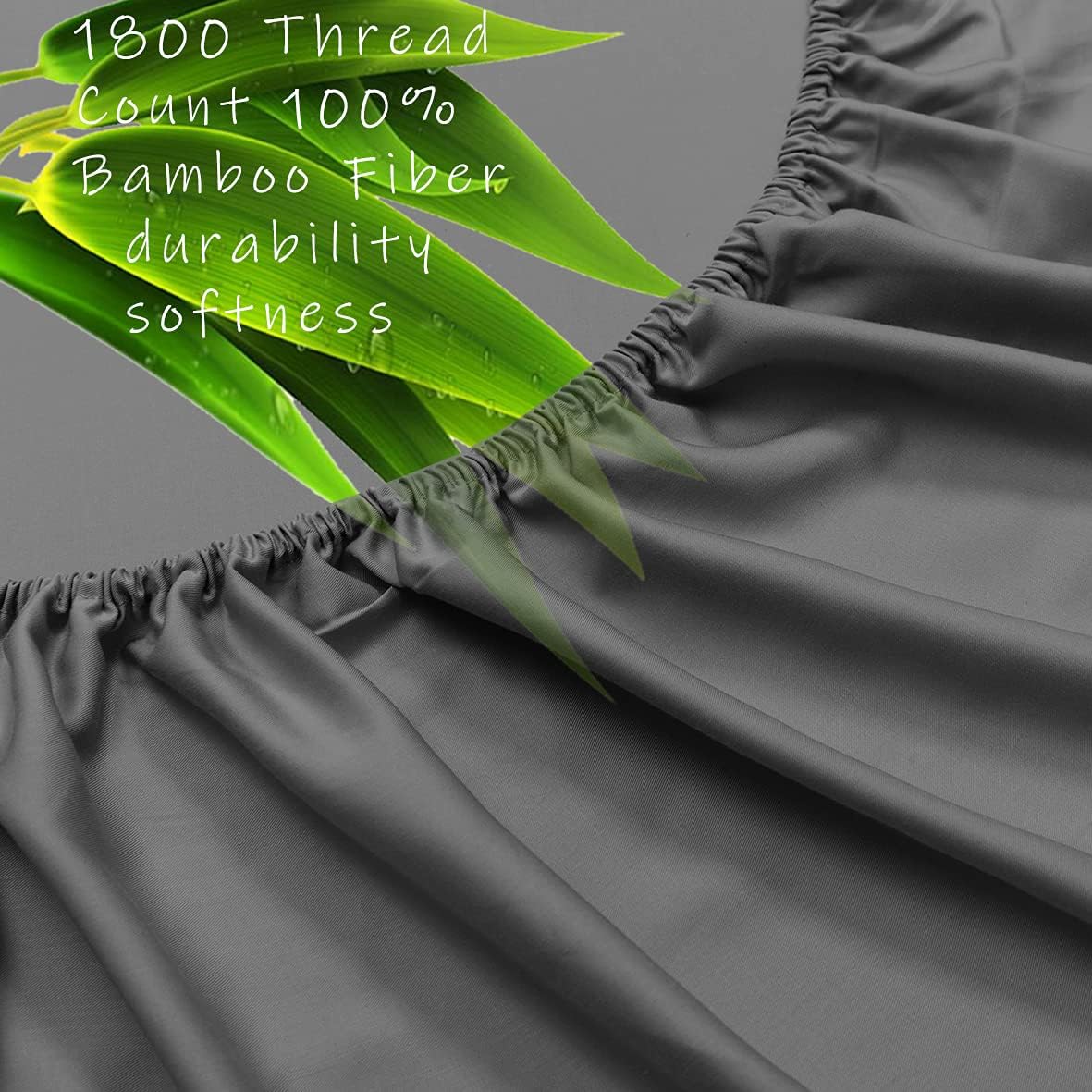 LBRO2M 100% Bamboo Bed Sheet Queen Size 4 Piece Set,Cooling 1800 Thread Count Sheet,16 Inches Deep Pocket,Bedding Super Soft Silky Smooth,Comfortable,Cool,Dark Grey : Home & Kitchen