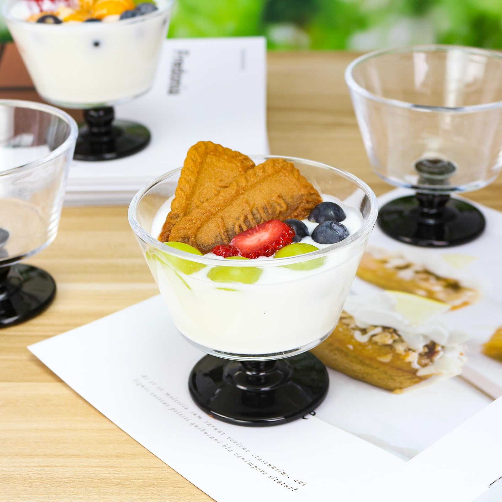 Dessertschalen aus Glas, 266 ml, Eisbecher, Dessertbecher für Eis, Obst, Pudding, kleine Snacks, Joghurt und Vorspeisen, 12 Stück