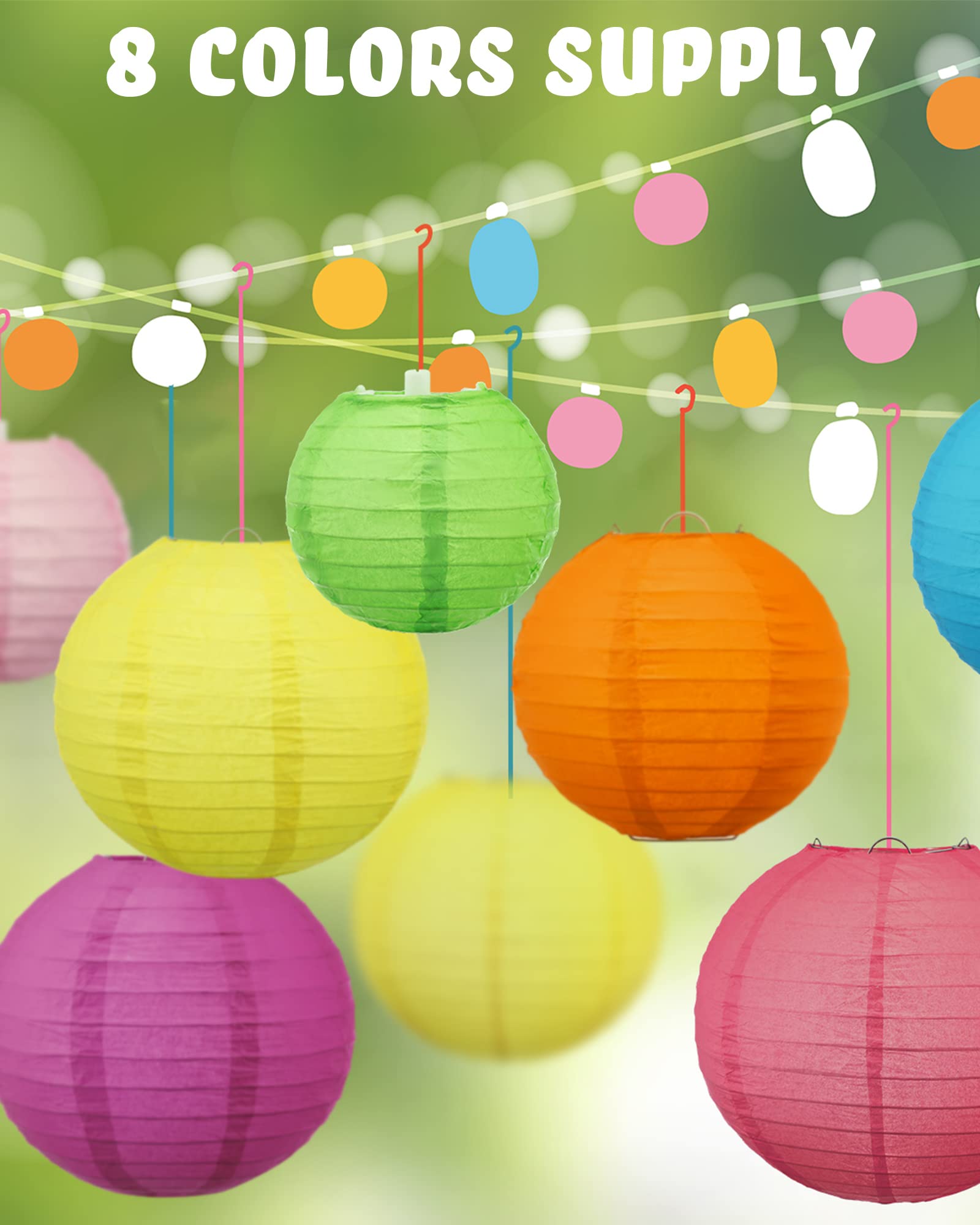 Treela 80 Pcs Paper Lanterns Chinese Japanese Paper Lanterns Classroom Party Decorations Ceiling Hanging Decor for Home Wedding Graduation Party(4'', 6'', 8'', 10'',Multicolor)