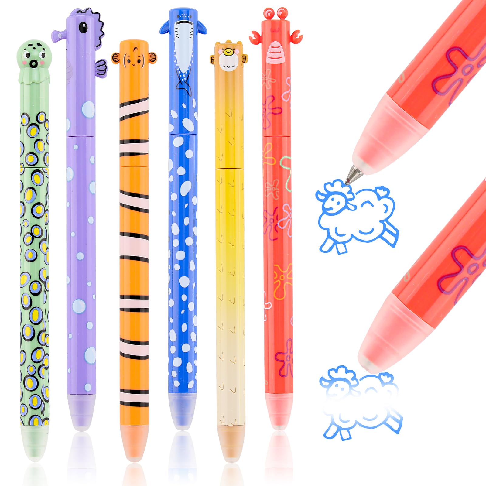 Set di 6 penne gel cancellabili, con inchiostro termico blu da 0,7 mm, cancellabili, per scuola, ufficio, appunti