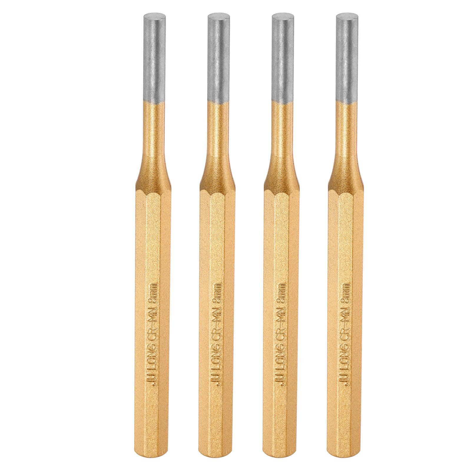 sourcing map 4pcs Pin Punch 8mm(1/3") 175mm Length Metric Non-marring Alloy Steel Cylindrical Alignment Punch Drive Pin Tools for Automotive Watch Repair Jewelry Craft