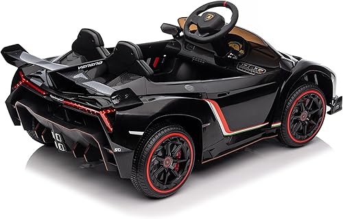 Miniatura 7 de Lamborghini Venono - Coche eléctrico para niños con licencia de 12 V con control remoto para padres, puerta de tijera, 3 velocidades, faros LED,