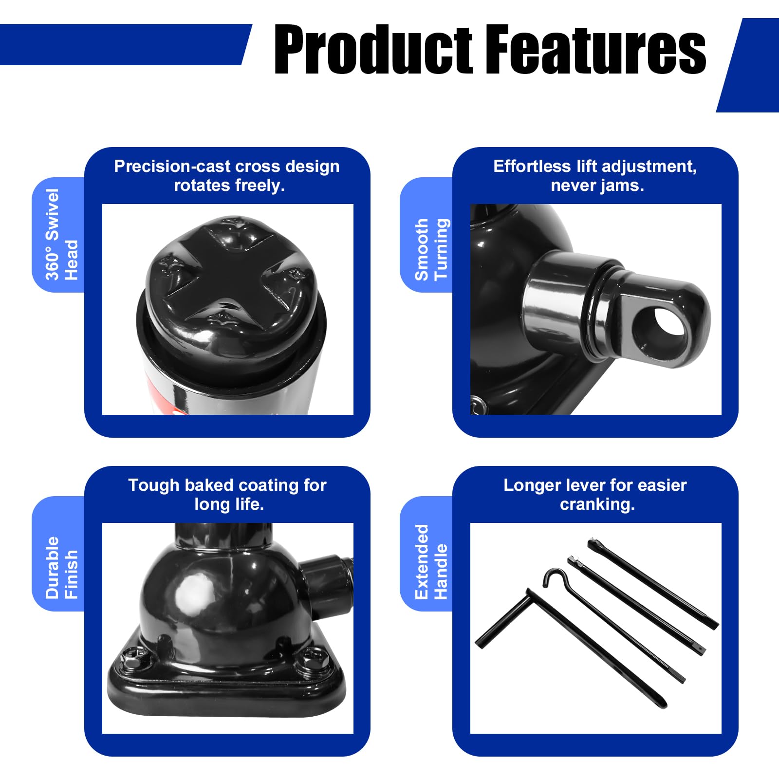 YATOINTO 2 Ton Spiral Jack with Telescoping Handle - Swivel Top