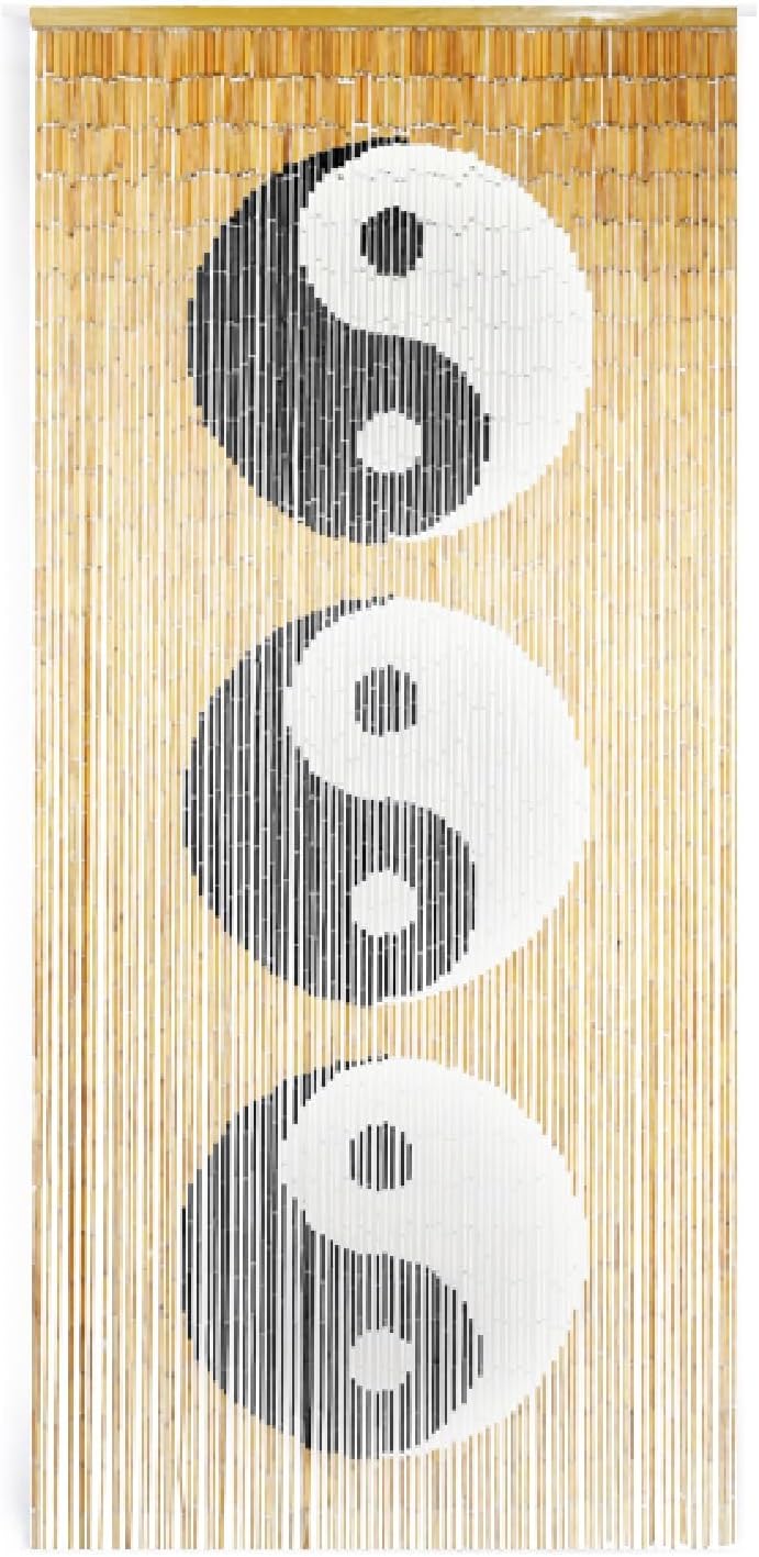 TACHILC Yin Yang Beaded Curtain for Doorway, Hand-Painted Door Beads - Hanging Bead Curtain 35.5" x 78", 90 Strands