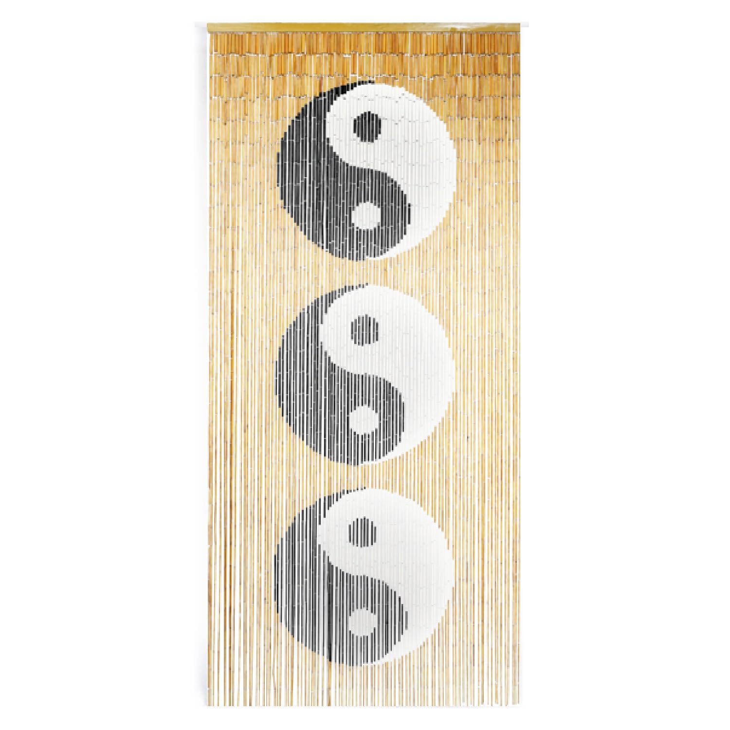 Ying Yang Bamboo Bead Curtain, Doorway Hanging Beads, Bamboo Door Beads 35.5 inches x 78 inches, 90 Strands