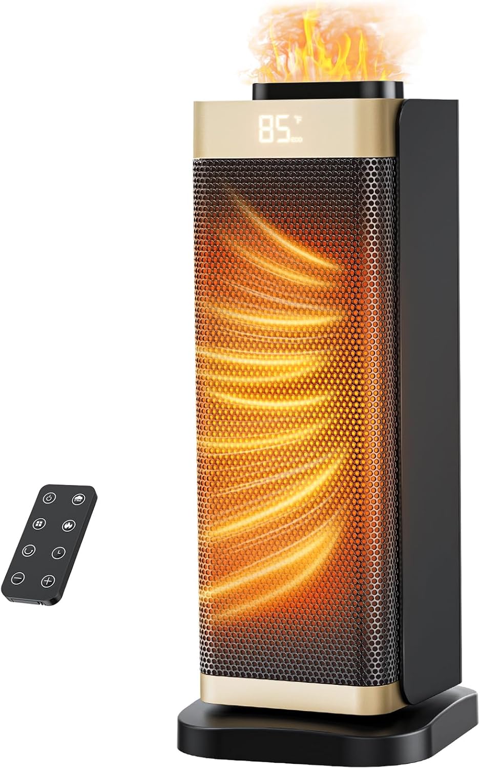 Space Heaters with Humidifier for Indoor Use, Staholz 3 in 1 Portable Space Heater with Humidifier/Ambient Light, Electric Heaters with Thermostat,70° Oscillation,12H Timer,Ultra-Quiet for Bedroom,Office(GD)