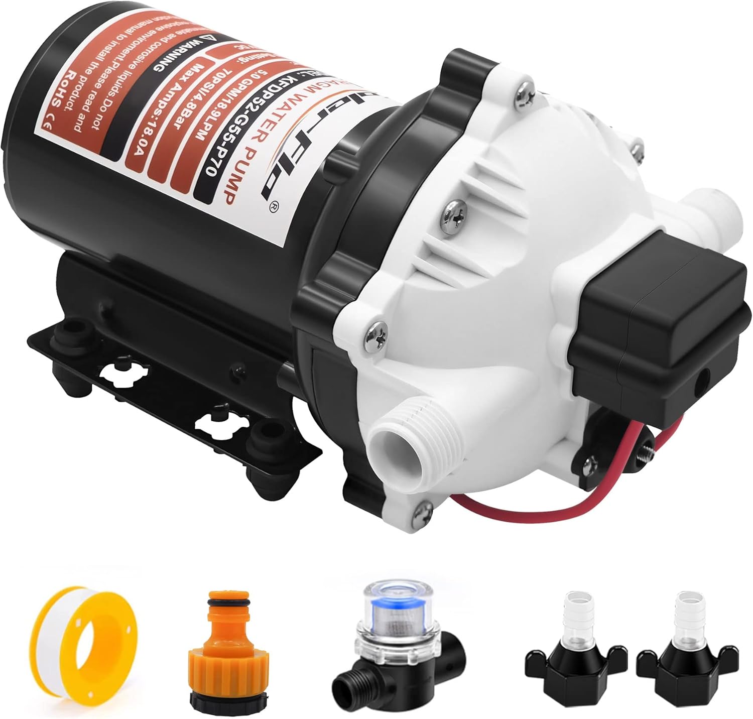 Amazon.co.jp Kolerflo 工業用水圧ポンプ 5.5GPM 70PSI オンデマンド 水圧ポンプ 耐腐食性 RV ウォーター