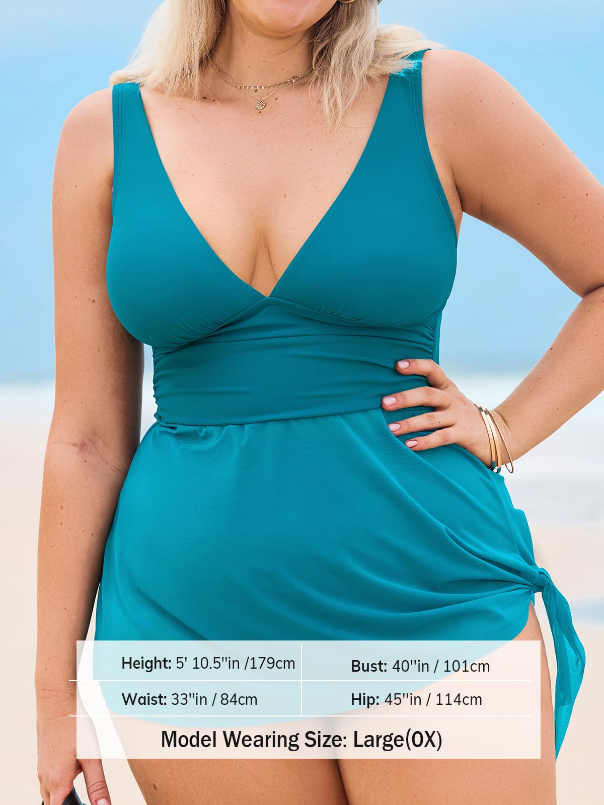 CUPSHE Conjunto de tankini para mujer, talla grande, traje de baño de dos piezas, cintura alta, cuello en V, malla fruncida, vestido de natación