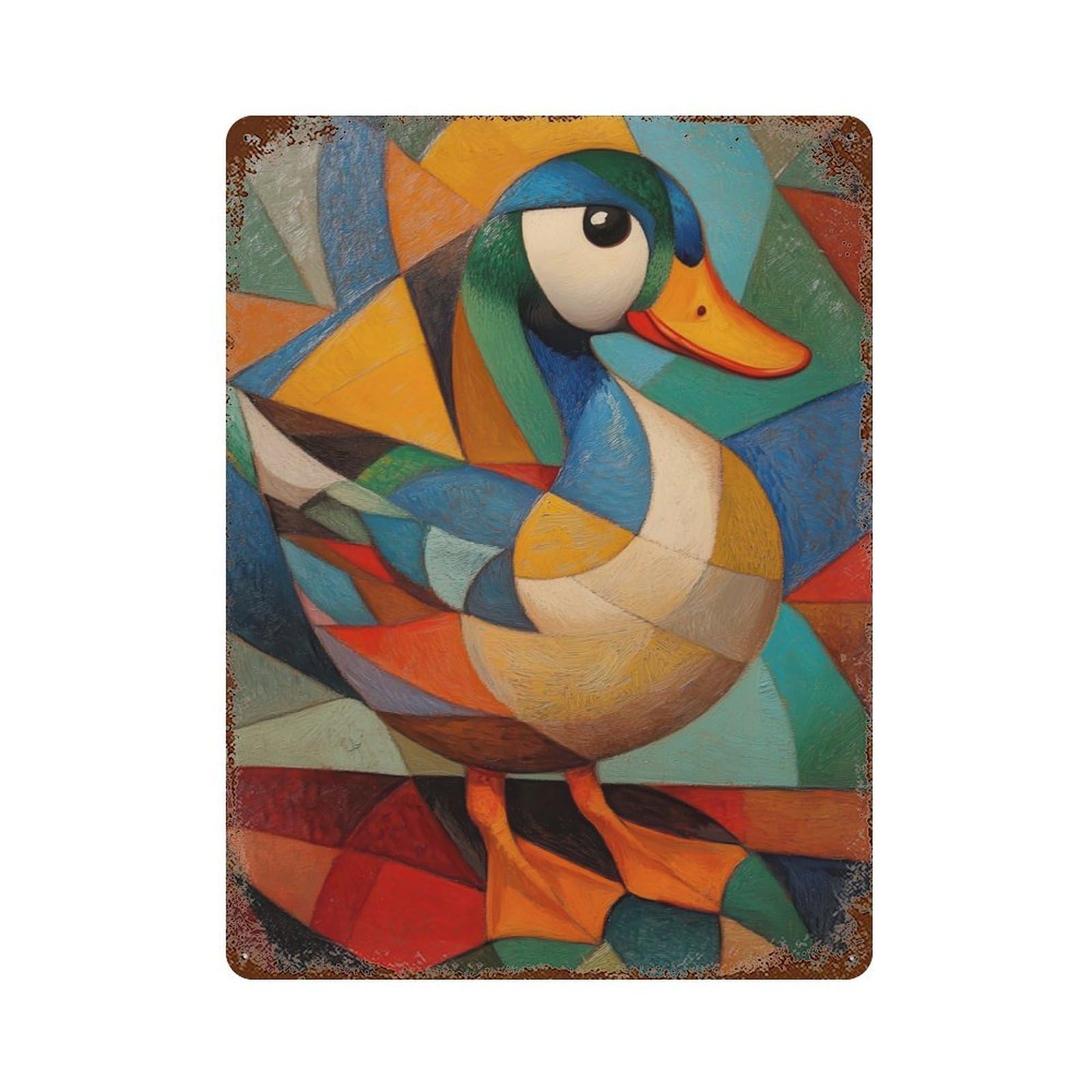 Duck Oil Painting 15.7"x11.8" Rusty Metal Tin Sign, Novelty Wall Decor for Cafe, Home Bar And Lounge Decor