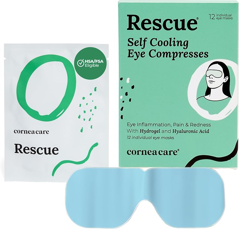 Máscara de hidrogel autorrrefrescante para os olhos CorneaCare Rescue, pacote com 12 unidades