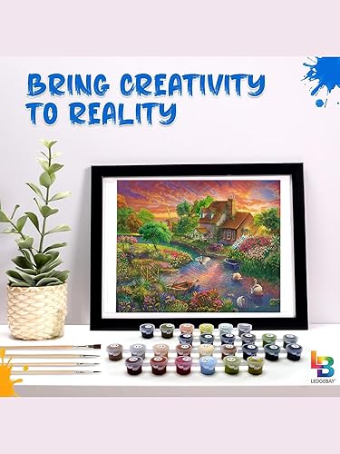 Miniatura 9 de Ledgebay Pintura por números, para adultos, de principiantes a avanzados, divertidos proyectos de arte y manualidades, Aurora Bliss, multicolor,