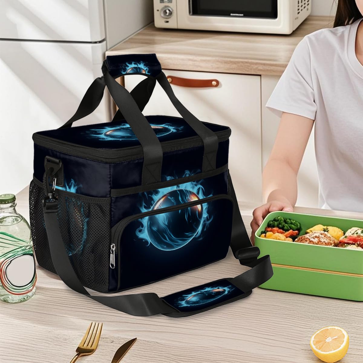 Mexpekil Borsa termica termica a prova di perdite, riutilizzabile, con motivo a palline, picnic, per donne, uomini, lavoro, campeggio, spiaggia, ufficio, 24 lattine, 15 l