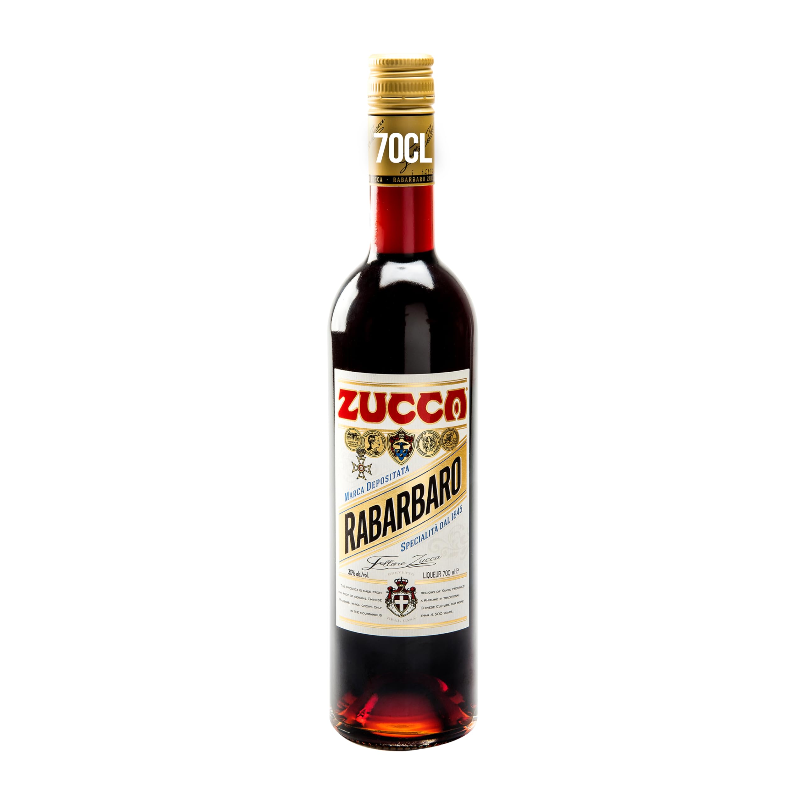 Rabarbaro Zucca Liqueur | 70cl | 30% vol | Amaro | Italian Liqueur | Smoked Rhubarb, Molasses, Cardamom and Herbal Flavours | Vegan & Gluten Free | Perfect Sipped Neat as a Digestif, or in Cocktails