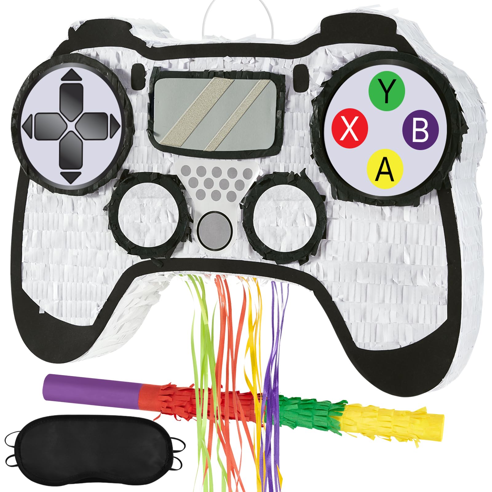 WERNNSAI Video Game Piñata - Game Controller Piñata Bundle with Blindfold and Bat for Boys Piñata Gaming Theme Party Decoration Supplies Pull String