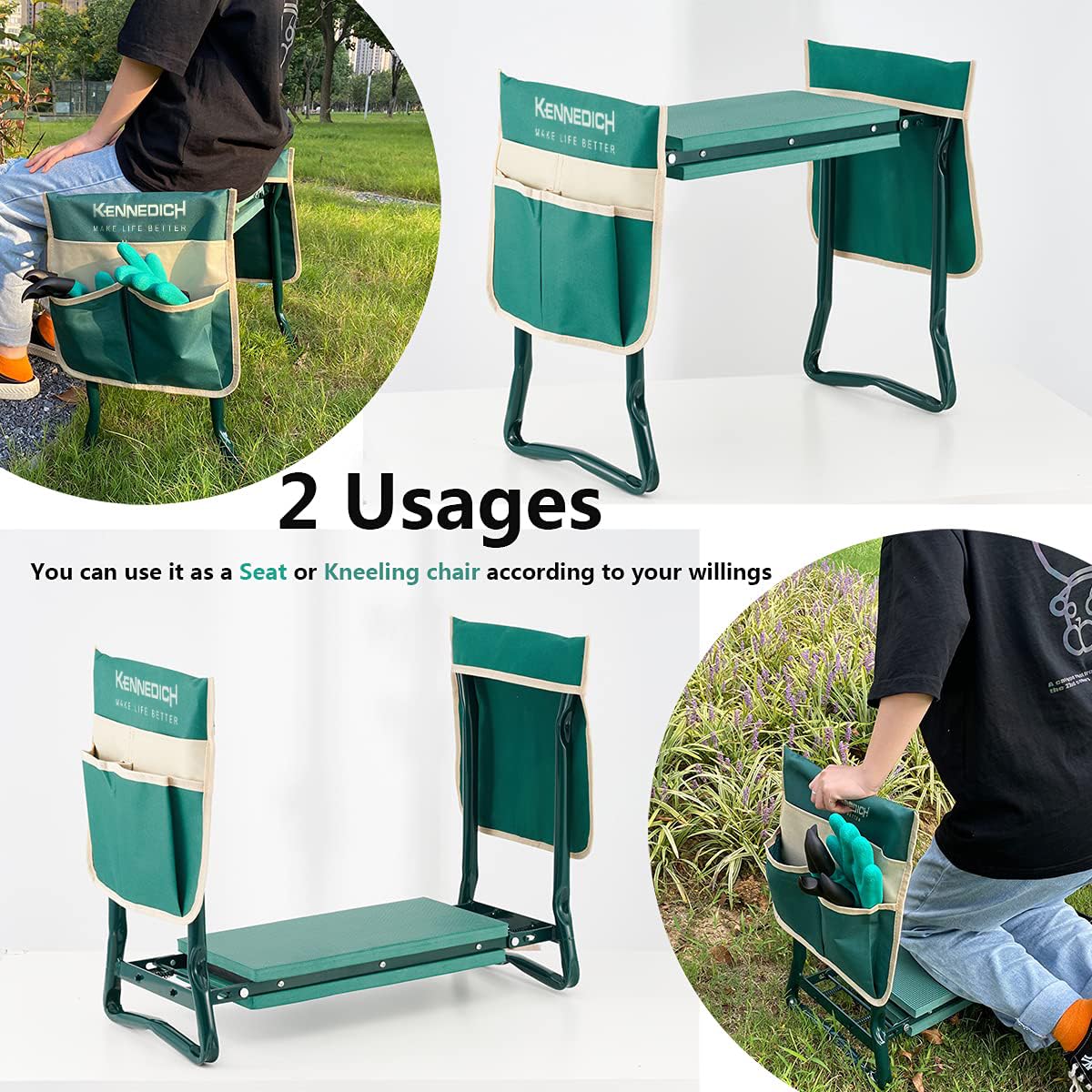 Kniezitje voor tuinieren - Strap-On Beensteun, Afneembaar