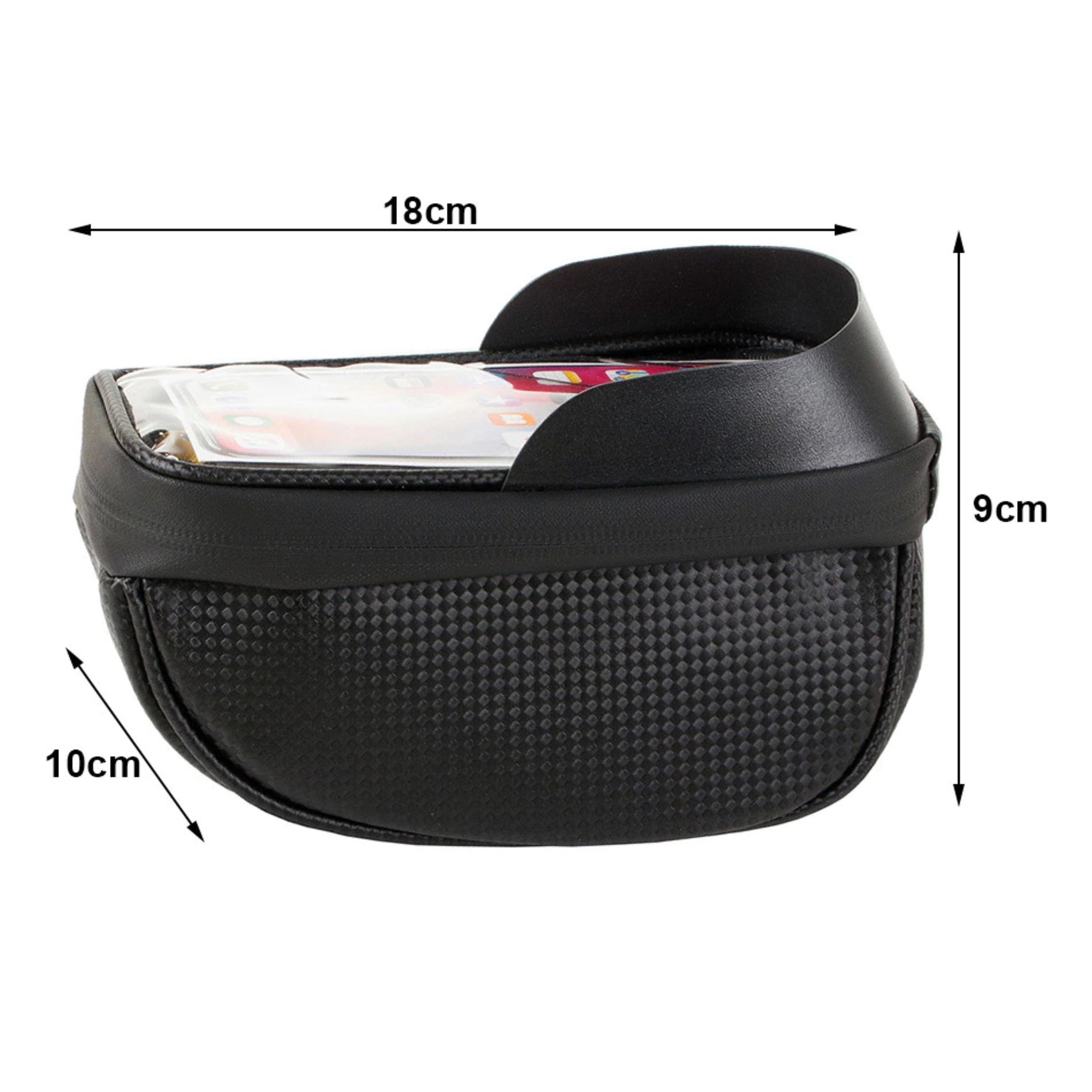 PARENCE. Sacoche Étanche Porte-Téléphone Vélo – Fixation Cadre/Guidon – Façade Tactile – Double Zip – Noir – Jusqu’à 6,8”