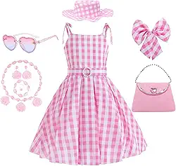 Fantasia rosa para meninas de Halloween do filme de boneca com acessórios