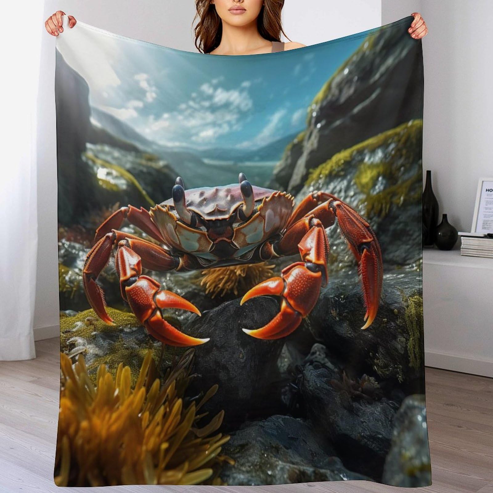 Plaid crabe flanelle couverture douce chaude jeté de canapé