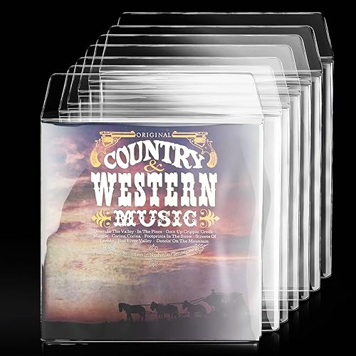 Facmogu 10 fundas exteriores de discos de vinilo para discos de 10 pulgadas, fundas protectoras de PVC transparente con solapa, fundas exteriores de