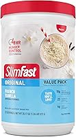 Vista 10 de SlimFast Polvo original para reemplazo de comida, vainilla francesa, mezcla para batido de pérdida de peso, 10 g de proteína, 14 porciones