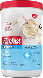 SlimFast Meal Replacement Powder, Original French Vanilla, Weight Loss Shake Mix, 10g of Protein, 22 Servings