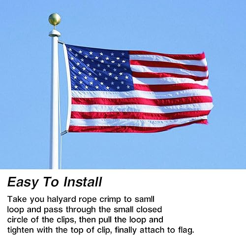 Miniatura 4 de Yaegoo Kit de piezas de reparación de accesorios para asta de bandera, cuerda de halyard de bandera de 50 pies, bola dorada de 3 pulgadas, gancho de