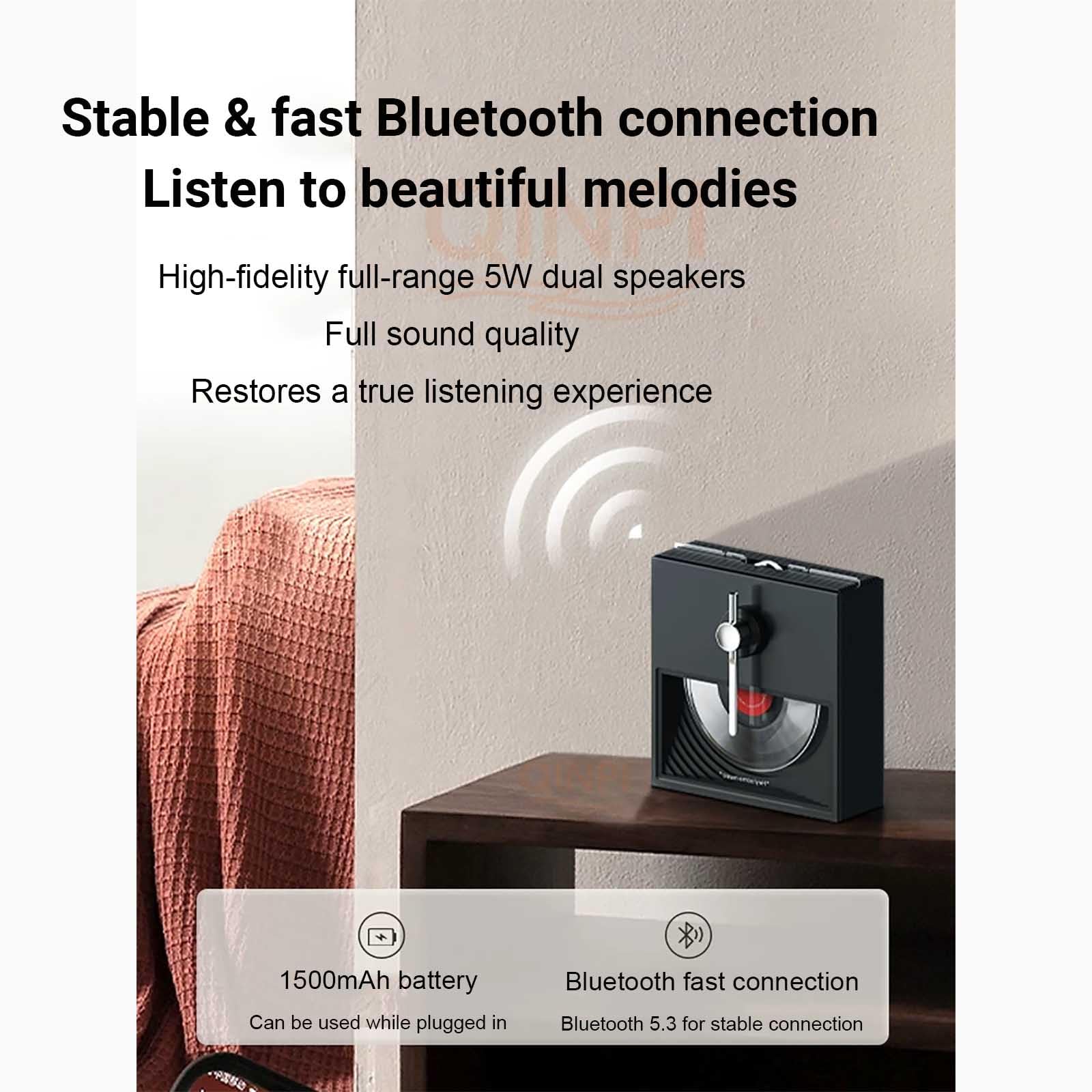 Altoparlante Bluetooth portatile con illuminazione ambientale, BT V5.3, tempo di riproduzione 20 ore, suono a doppio magnete a gamma completa, per casa all'aperto e viaggi