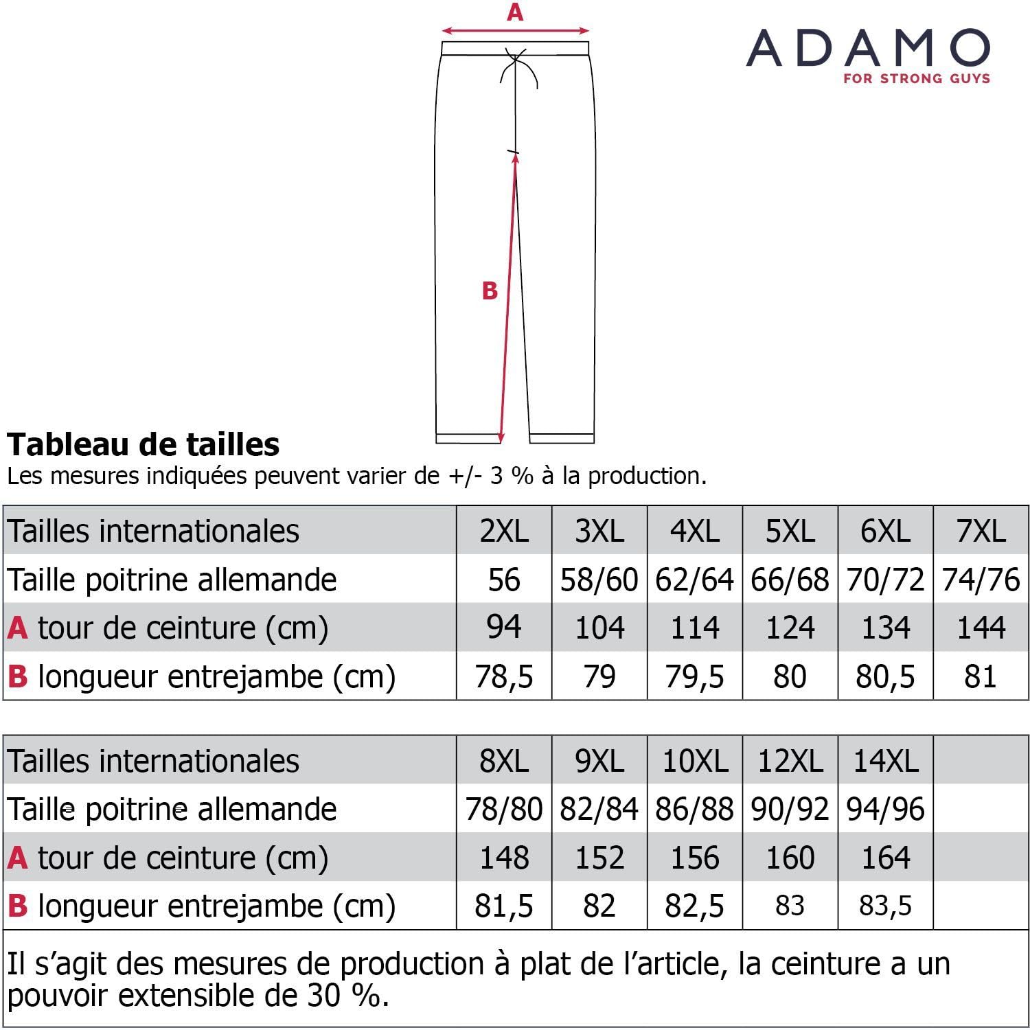 ADAMO Pantalones de chándal largos con puños y cremallera Serie SYMI para hombres hasta tallas grandes, 14XL
