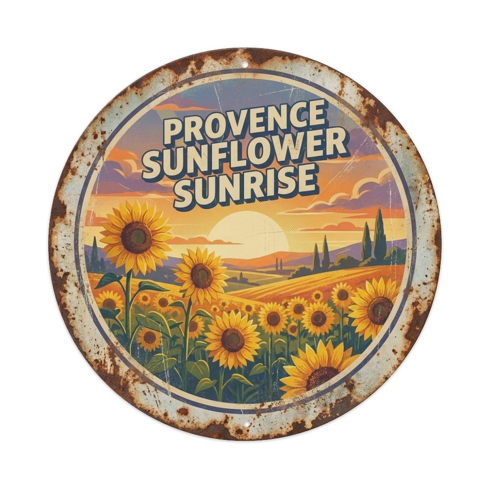 Country Travel Sunflower Sunrise French Provence Metal Tin Sign