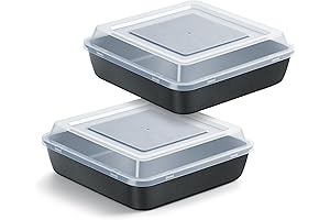 E-far 8x8 Inch Square Baking Pan with Lid Set
