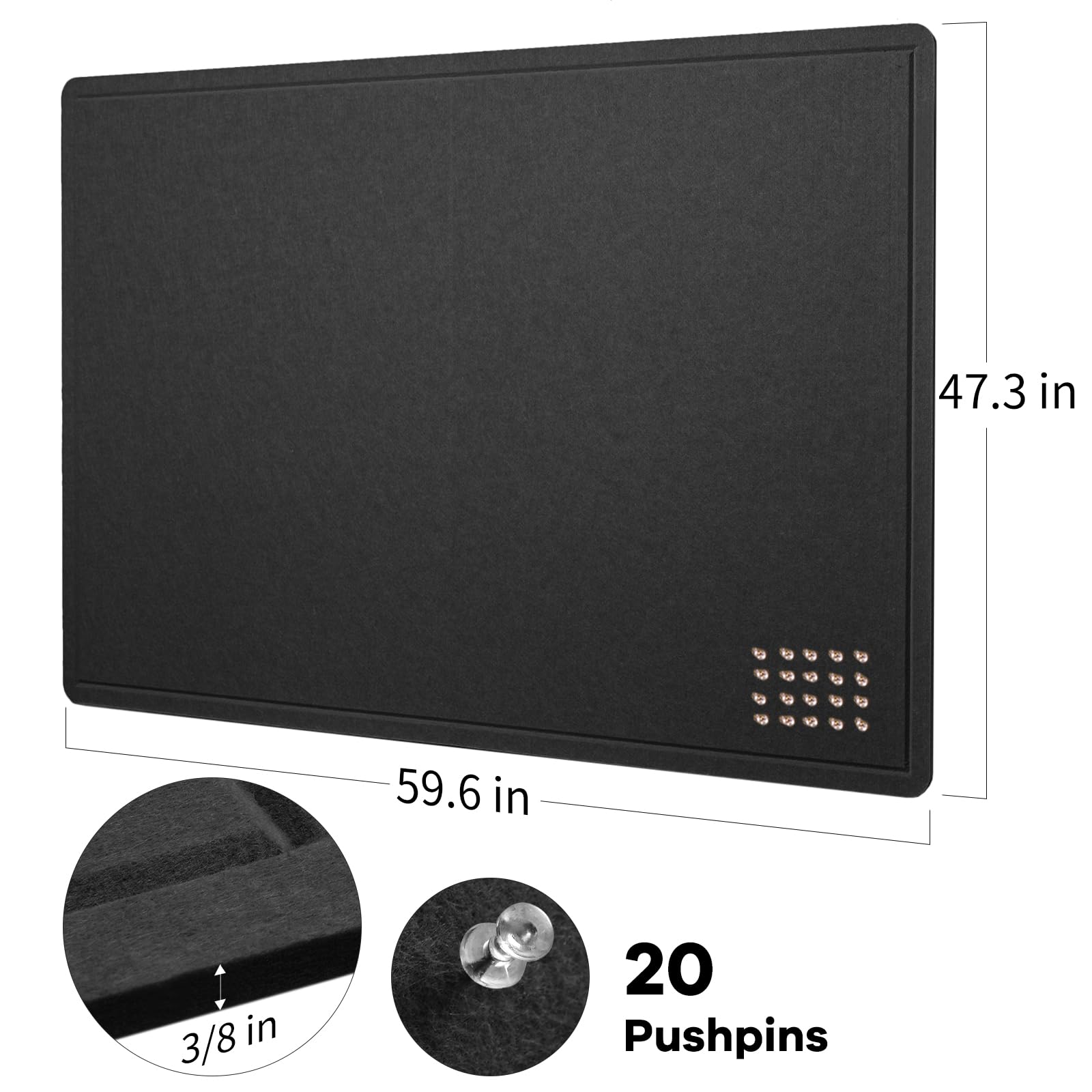 Felt Bulletin Board Tiles AKTOP Large Office Cork Board 60" X 36", Foldable Felt Notice Pin Board For Wall, Decorative Bulletin Board Photo Display Board With Memo Board