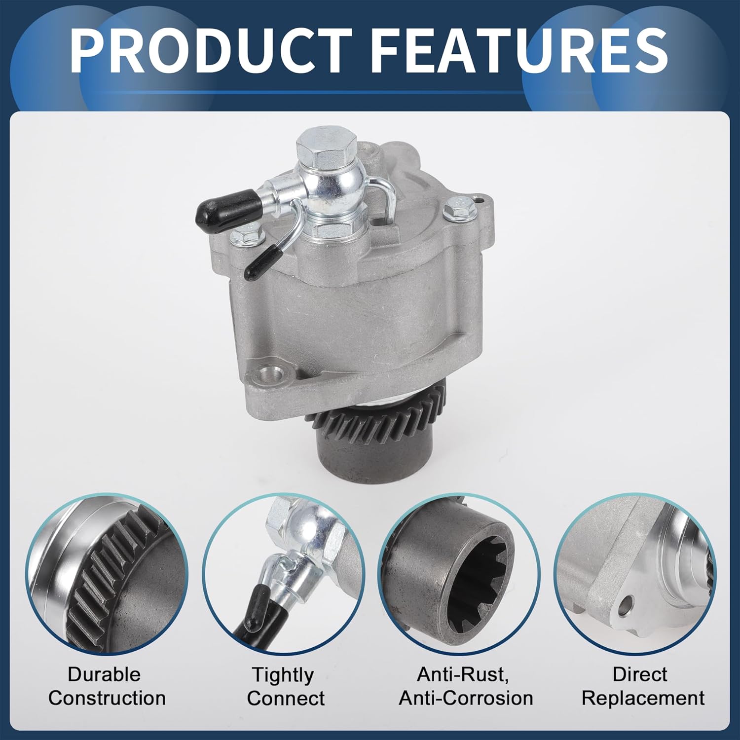 Brake Vacuum Pump No.2930067020 Engine Vacuum Pump for Toyota Land Cruiser 2002-2010 Aluminum Alloy Silver Tone 1 Pcs