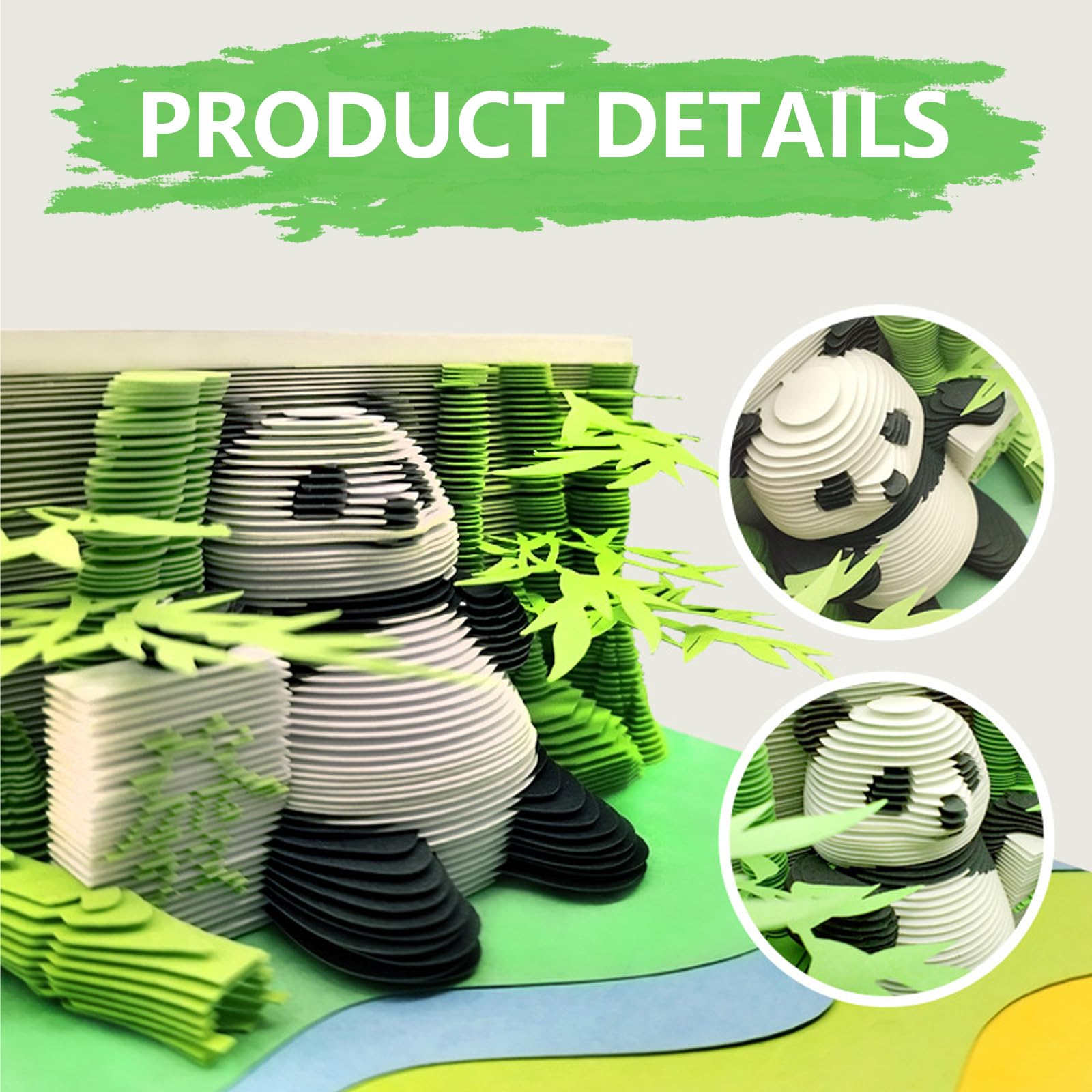Calendrier 3D 2026 Panda - Décoration Bureau à Feuilles Détachables, 175 Pages, Avec Housse Acrylique