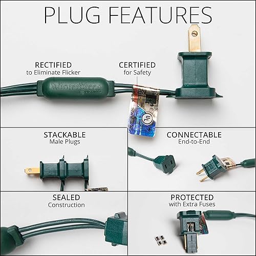 Miniatura 4 de C9 - Juego de 24 luces de Navidad rojas y blancas, 16.3 pies, luces LED de Navidad rojas, blancas cálidas para interiores y exteriores C9