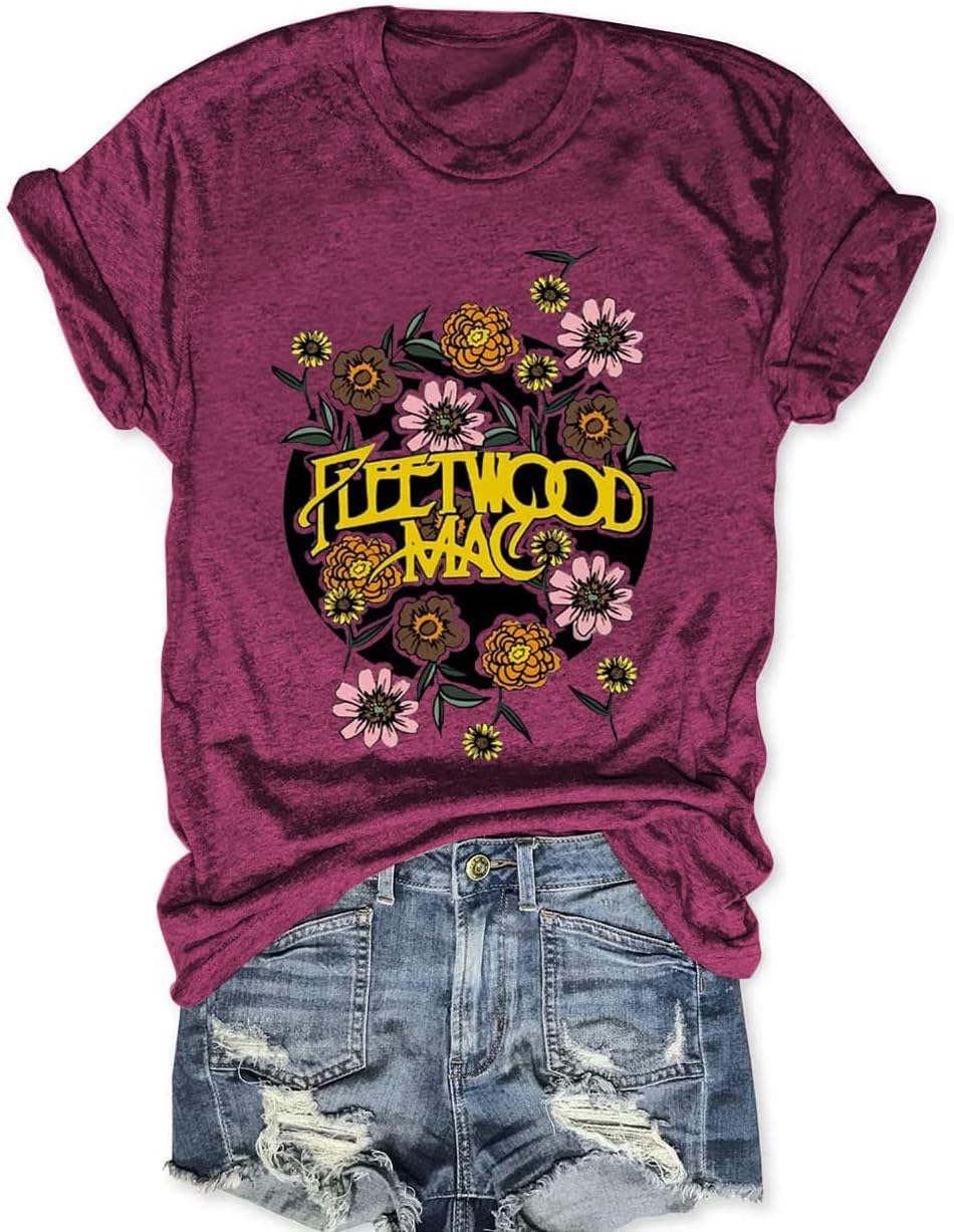 MZEAZRKWomen Vintage Graphic Tees Rock Band Fashion Country Music T Shirt Funny Concert Outfit Short Sleeve Vacation Tops