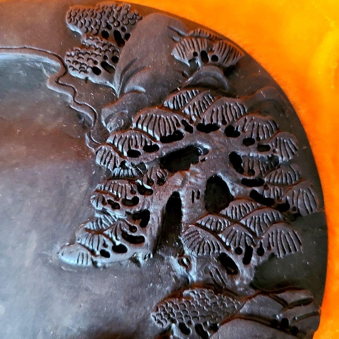 新品中国硯 すずり 書道具 骨董品 手彫り 天然石 端渓石 ケース付き 書道具