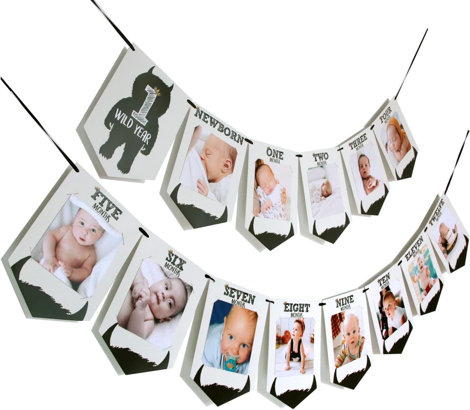 OZCZKZZ Wild Things Birthday Banner,One Wild Year,Newborn to 12 Months Photo Banner,1st Birthday Milestone,First Year Photos