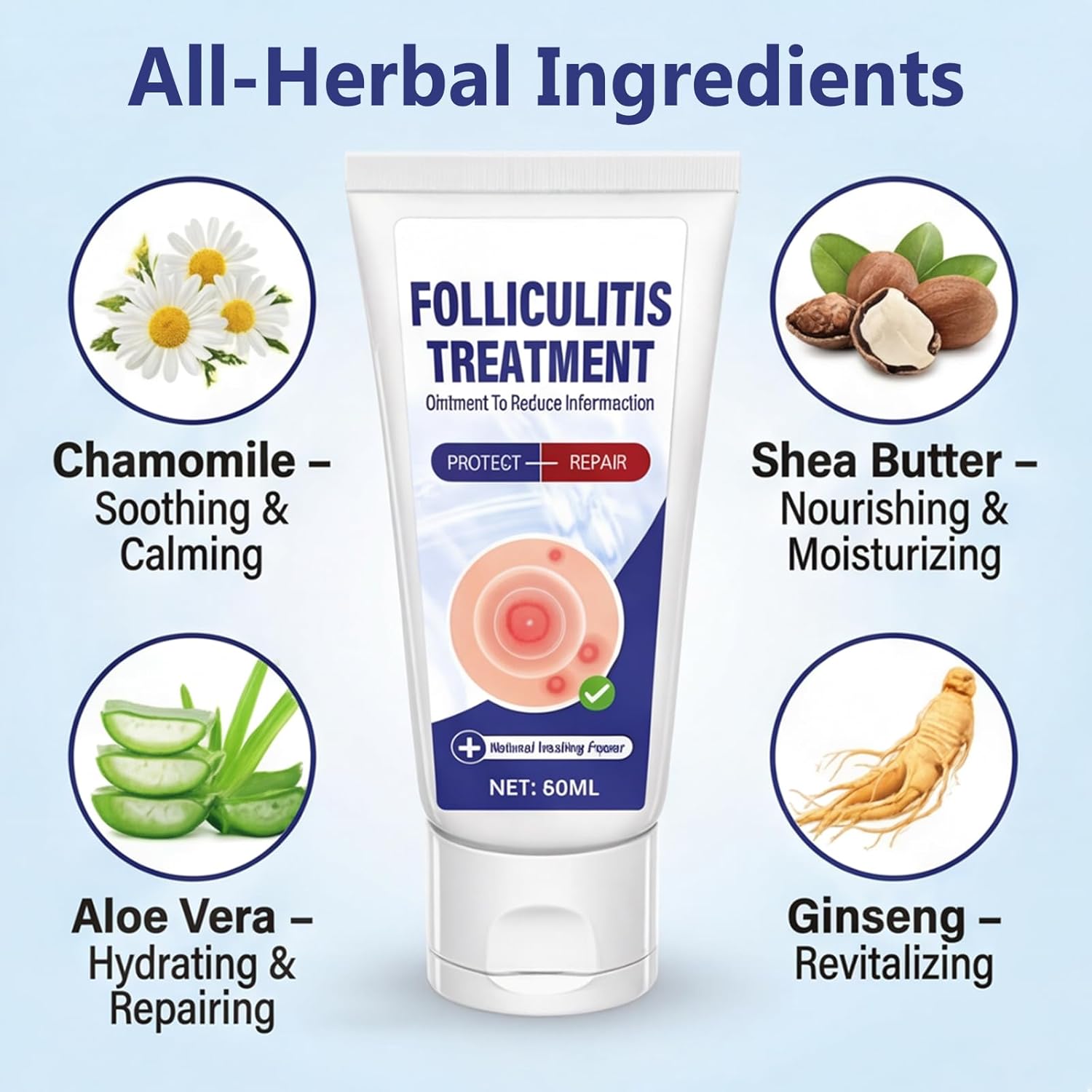 Folliculitis Treatment Cream, Comfort for Itching & Redness, Natural Non-Irritating, Scalp Face and Body, 2Oz - Image 6