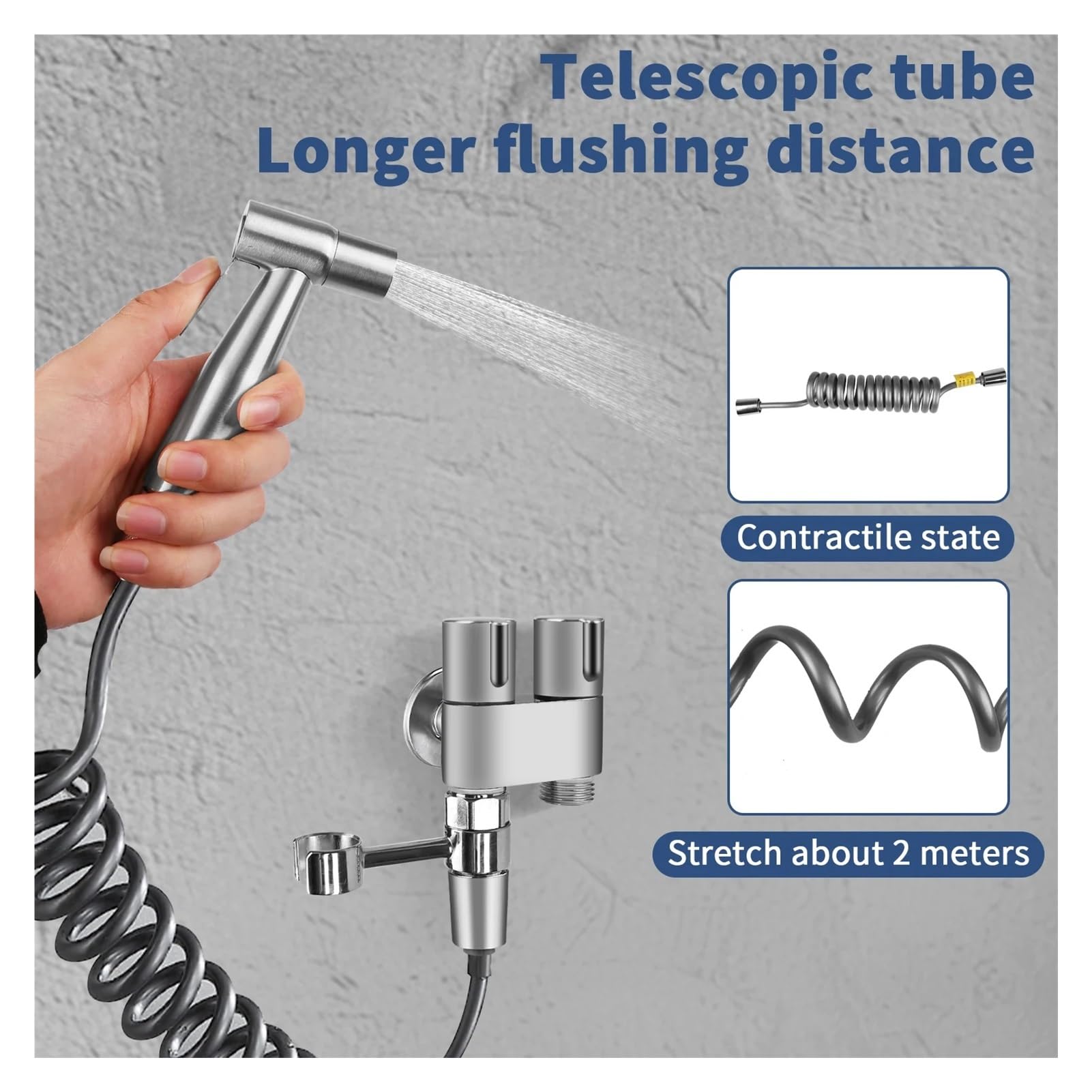 Juego de pulverizador de bidé de mano for inodoro, pistola pulverizadora de acero inoxidable for baño, ducha, limpieza, accesorios de higiene personal(Sliver)