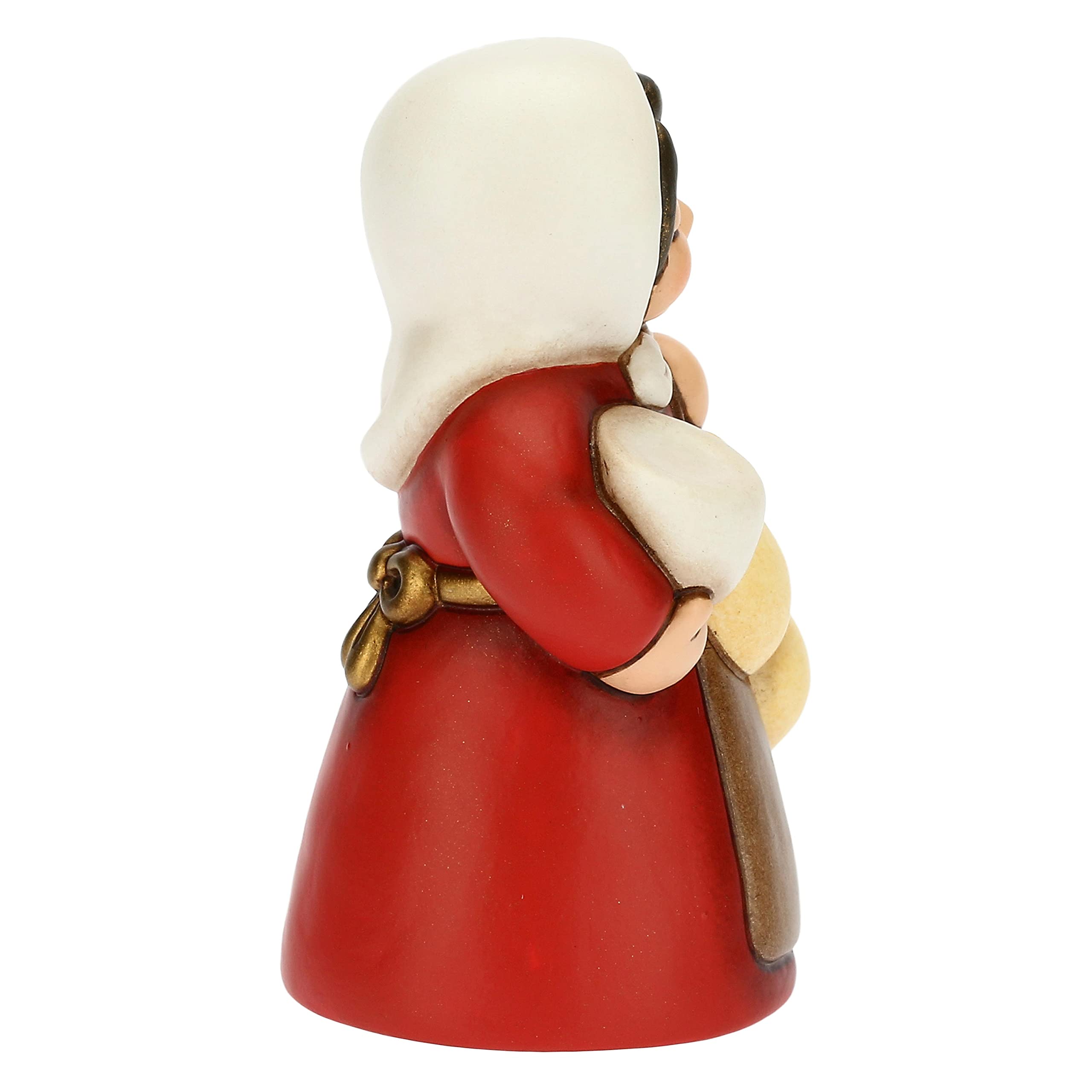 THUN - Presepe 2022 - Statuina Presepe Donna con Formaggio in Ceramica Decorata a Mano, Versione Vestito Rosso - Linea Presepe Classico - 5x5x8 cm h