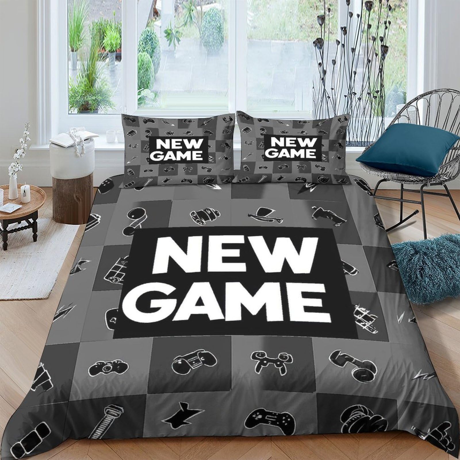 XFKLYNVCJ 3D Printed Game controller Duvet Cover Microfiber digital gaming style Bed Cover Fade Resistant Stain Resistant Family Home Bedroom Use Single（140x200cm）
