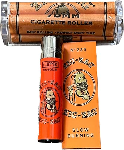 Miniatura 3 de Zig Zag - Papel rodante de 1 14 naranja + encendedor de cortaúñas + máquina rodante de 3.071in + tarjeta de cuchara RSV