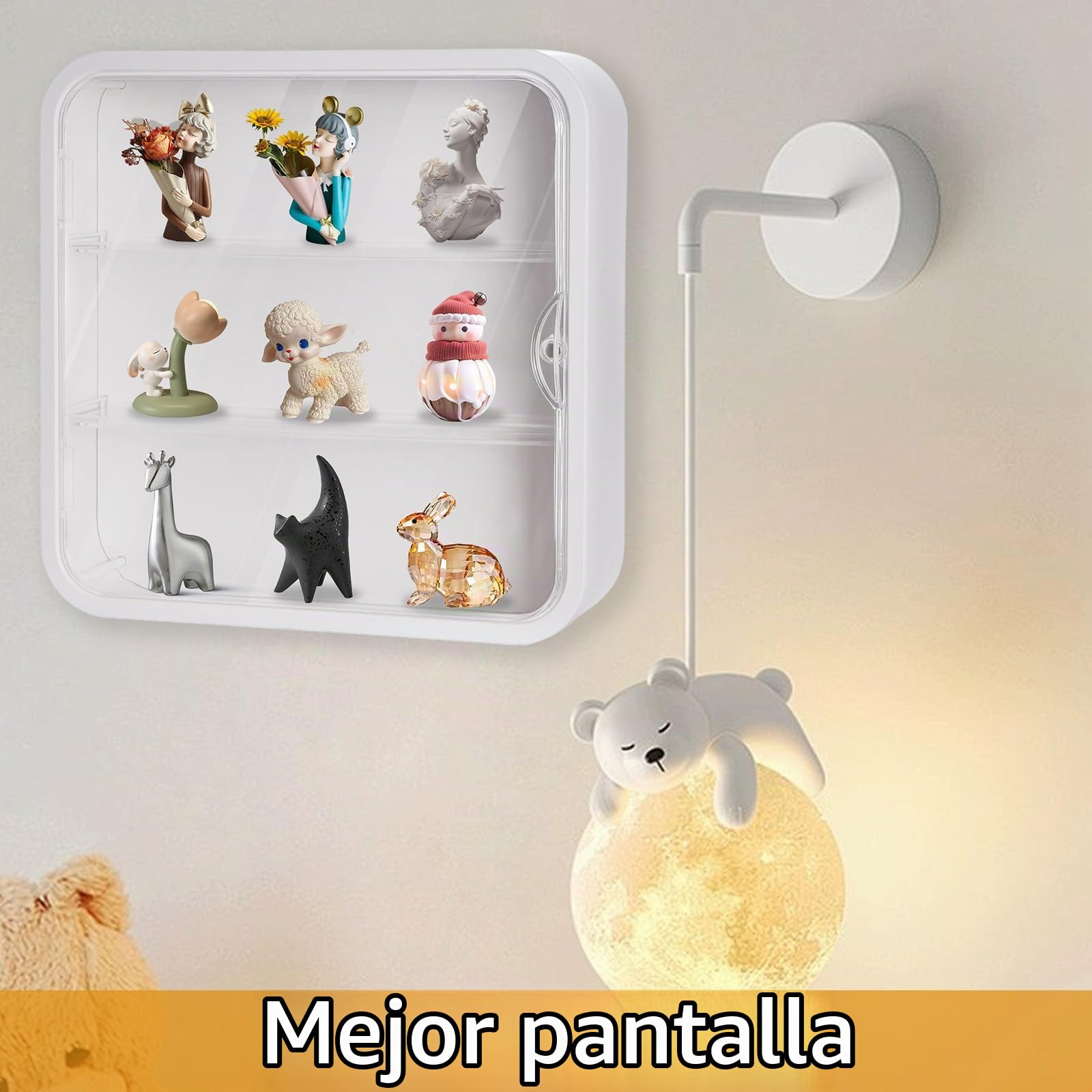 Vitrina Expositora para Colecciones, Vitrina Expositora Colgante con Puerta Magnética, 3 Capas Vitrina Metacrilato Transparente para Lego Figuras de Acción, Juguetes, Miniaturas, Coleccionables