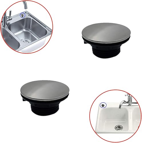 Miniatura 4 de 2 piezas de grifo de fregadero de cocina cubierta de agujero de acero inoxidable cepillado para orificio de 1.22 a 1.57 pulgadas de diámetro