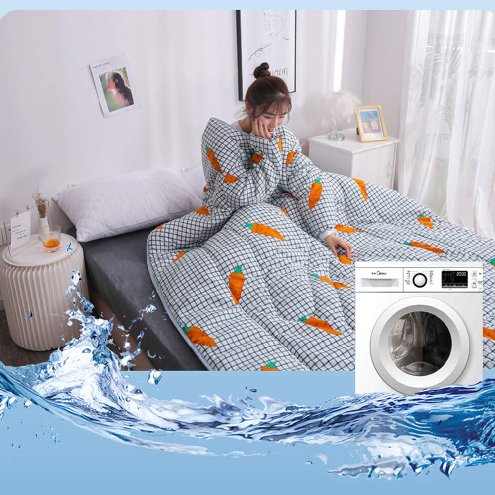Manta cálida con Mangas, edredón portátil con Cremallera, Capa de algodón Engrosada, Saco de Dormir de Invierno para Adultos, Capa a Prueba de Viento para la Oficina en el hogar 59 * 79in,d