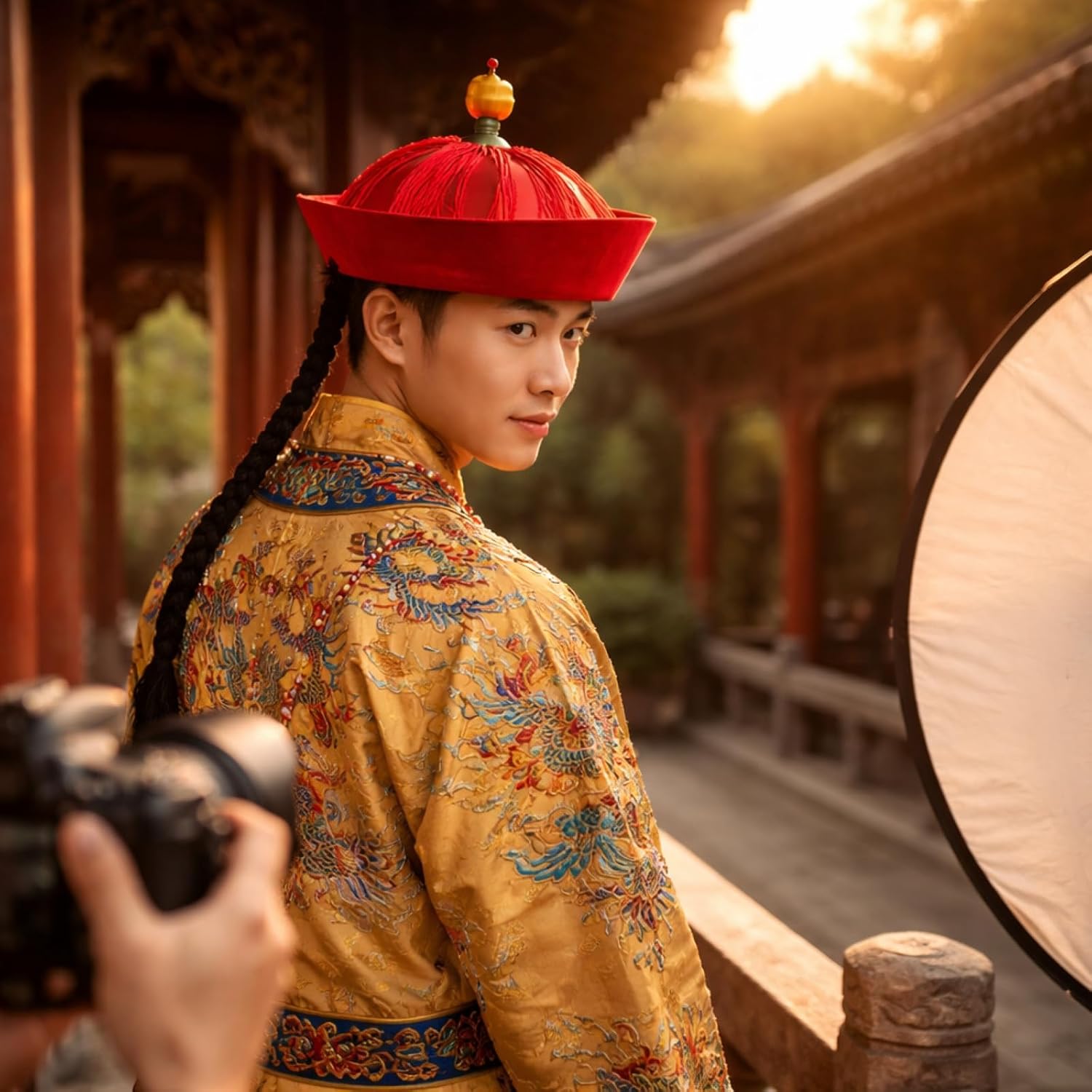LUOZZY Ancient Chinese Emperor Hat for Kids Costume with Braids Cosplay | Royal Emperor Hat With Braids For Kids Asian Fancy Dress Stage Cosplay Costume Parties And Photos